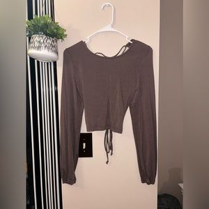 Brown cropped long sleeve top